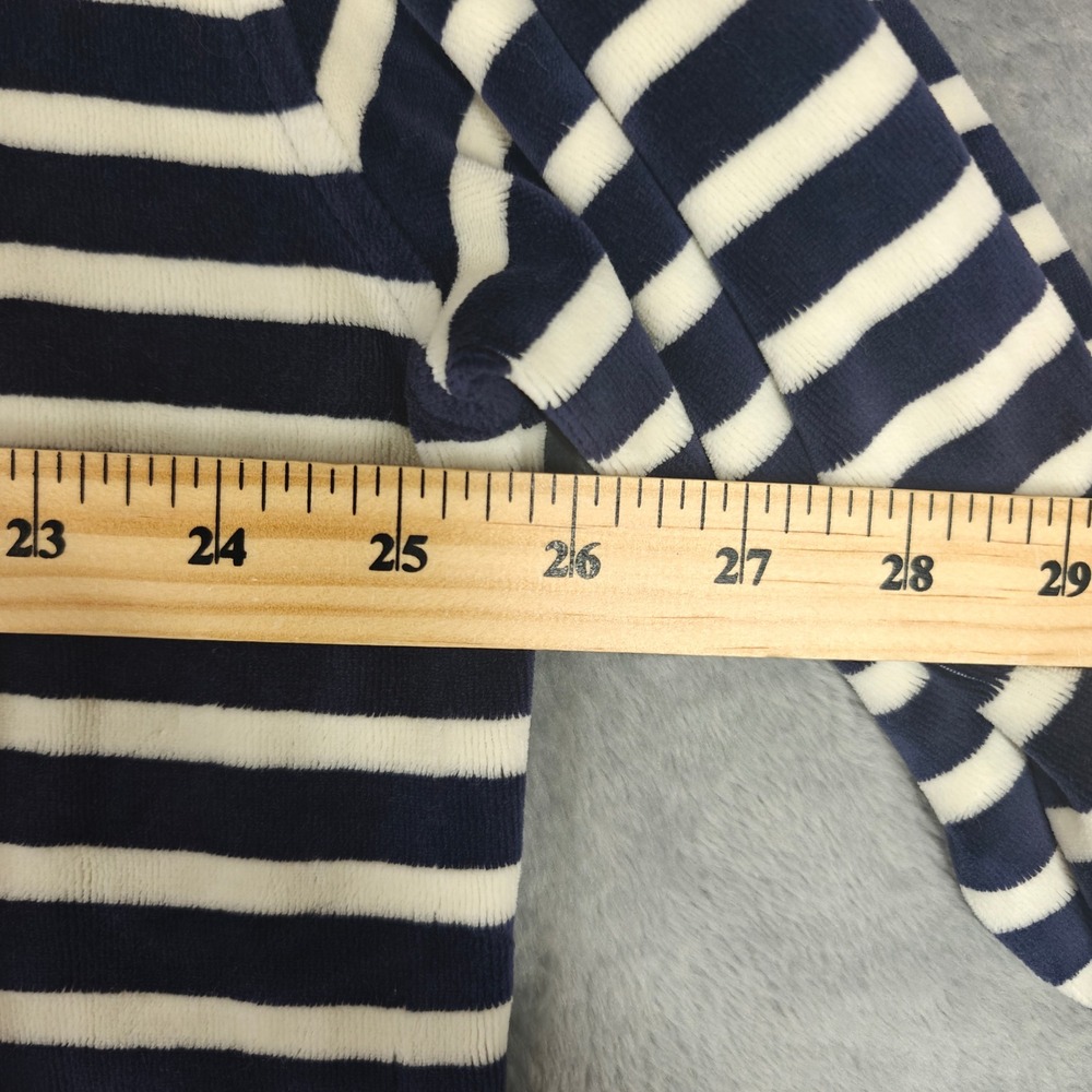 Vintage Tommy Hilfiger Velour Striped Shirt Mens XXL Navy White Y2K 2002 V-Neck - Picture 6 of 13